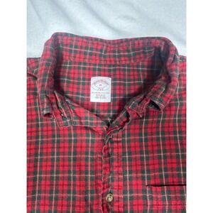 Mens Brooks Brothers Red Flannel Long Sleeve Button Down Shirt Casual Warm